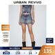 UR七夕2025夏季新款女裝時(shí)尚復古簡(jiǎn)約休閑拉鏈牛仔半裙UYV850073 藍色 (偏短) XS
