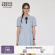Teenie Weenie小熊女裝連衣裙2025夏季新款清新簡(jiǎn)約學(xué)院翻領(lǐng)短袖裙 淺藍色 M