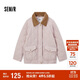 森馬（Semir）棉服女冬季中長(cháng)款輕薄寬松拼接燈芯絨翻領(lǐng)插肩袖棉衣101724112007