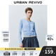 UR2025春季新款女裝撞色假兩件木耳邊針織開(kāi)衫UYU950050 紫藍 M