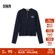 森馬（Semir）毛衣女冬季短款半開(kāi)襟刺繡修身套頭衫女生休閑簡(jiǎn)約風(fēng)顯瘦上衣 深藍80804 XL