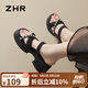 ZHR拖鞋女夏季兩穿仙女風(fēng)珍珠女鞋厚底增高百搭涼鞋 CE22 黑色  37 