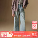 ELLE KIDS女童洋氣褲子秋季新款雪絨加絨復(fù)古寬松微喇百搭牛仔長褲