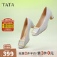 他她（TATA）氣質(zhì)方扣單鞋女鞋2025新粗跟高跟鞋法式鞋子女鞋7YO01AQ4 蘭灰 39