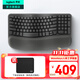 羅技（Logitech）Wave Keys人體工學(xué)鍵盤(pán) 無(wú)線(xiàn)藍牙鍵盤(pán)辦公平板ipad鍵盤(pán)Mac筆記本薄膜鍵盤(pán) 家用雙模帶掌托傾角支架 Wave Keys黑色(帶Bolt接收器)