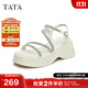 他她（TATA）休閑厚底涼鞋女鞋潮流一字帶法式?jīng)鲂镄驴頓WFF1BL4 米白/銀 36