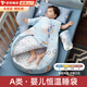 貝初眾嬰兒睡袋0-1-3歲寶寶2春秋冬季一體式加厚純棉防寒防踢被子防驚跳 秋冬加厚-凱米瑞雪原-藍【智能測溫 室溫0-15℃】 S碼【身高55-70cm】建議年齡0-9個(gè)月