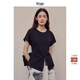 旅途原品ltyp 三醋酸混紡時(shí)髦燕尾T恤 都市百搭圓領(lǐng)收腰上衣女冬 靜謐黑 L