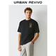 UR夏季新款男裝波嬉風(fēng)休閑撞色刺繡圖案短袖T恤UML450073 正黑 S