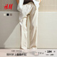 H&M男裝休閑褲2025秋季新款休閑寬松直筒運(yùn)動(dòng)亞麻混紡長(zhǎng)褲1253401 奶油色 S 170/80