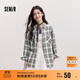 森馬（Semir）[商場(chǎng)同款]長(cháng)袖襯衫女中長(cháng)款oversize春2025格紋上衣101125105007