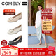 康莉（COMELY）軟牛皮單鞋女25年春舒適粗跟媽媽鞋方扣單鞋女士鞋子 米白色  37