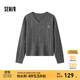 森馬（Semir）毛衣女森柔毛衫刺繡V領(lǐng)顯瘦寬松2024冬季絞花上衣復古風(fēng) 深花灰00120 2XL