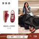 莎莎蘇[馬卡龍]2025秋新款厚底增高安可拉紅德訓鞋時尚休閑鞋女板鞋 墨紅色 36