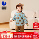 迷你巴拉【植物芯】巴拉冬新款三層鎖溫夾棉睡衣寶寶保暖睡衣棉襖棉褲套裝 藍咖色調00385 100