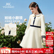 英氏（YEEHOO）女童連衣裙兒童裙子中大童裝娃娃領(lǐng)長(cháng)裙學(xué)院風(fēng)淑女秋裝 米白 120