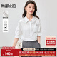 尚都比拉氣質(zhì)通勤風(fēng)襯衫女夏季翻領(lǐng)顯瘦襯衣百搭設(shè)計(jì)感上裝 米白色  M 