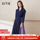 愛(ài)特愛(ài)（EITIE）春季新款商場(chǎng)同款翻領(lǐng)收腰顯瘦七分袖撞色裙擺時(shí)尚連衣裙6507255 深藍色31 M 160