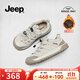 Jeep運動(dòng)鞋女戶(hù)外休閑跑步鞋透氣百搭2025新款厚底徒步登山復古德訓鞋 灰色-加絨 37