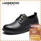老人頭（LAORENTOU）女單鞋坡跟小皮鞋女鞋通勤休閑鞋透氣工作媽媽鞋 LB12266 黑 39 