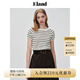 ELAND衣戀一字領(lǐng)條紋毛衣女純棉收腰顯瘦短袖針織衫T恤夏新款 象牙白/白色(39)Ivory S 160
