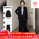 梵奧格（FANAOGE）大學(xué)生正裝西裝套裝女裝職業(yè)西服大學(xué)生英倫西裝墊肩韓版西服外套 [二件套]黑色西裝+直筒西褲 【帶墊肩】 3XL 【建議155-170斤】 急件當日發(fā)-聯(lián)系客服可順豐