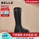 百麗（Belle）復古時(shí)尚騎士靴女2025冬新商場(chǎng)同款真皮厚底高筒靴E6A1DDG5 黑色-單里 37