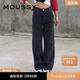 moussy 女裝新款中性風(fēng)口袋細節長(cháng)款直筒牛仔褲010GSK11-0380 021淺黑色 S 00001