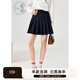 紫涵（ZIHAN）紫涵學(xué)院風(fēng)百褶短裙女春季學(xué)生防走光小個(gè)子A字半身裙 黑藏青-1 S