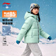 李寧（LI-NING）女童羽絨服兒童冬季新款抗靜電青少年童裝連帽寬松鴨絨運動(dòng)外套 羽紗綠 150 冬季新款
