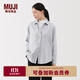 無(wú)印良品（MUJI） 女式 法蘭絨 襯衫領(lǐng) 長(cháng)袖襯衫女士襯衣內搭上衣純棉秋季新品女裝 淺灰色 M （160/84A）