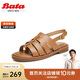 Bata羅馬軟底涼鞋女2024夏商場(chǎng)同款羊皮涼鞋AON06BL4 棕色 36