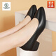 啄木鳥(niǎo)小皮鞋女鞋子女士真皮單鞋女2025新款品夏季皮鞋女休閑空姐高跟鞋 黑色3厘米 37