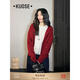 闊色（kuose）藍色連帽開(kāi)衫毛衣外套女2025秋季穿搭短款安可拉紅色上衣秋冬 紅色 L