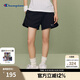 Champion冠軍短褲2024夏季新款女刺繡短衛褲休閑簡(jiǎn)約熱褲復古潮流 黑色 XL