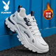 花花公子（PLAYBOY）男鞋2025秋季休閑鞋男士運動(dòng)鞋子男百搭跑步鞋老爹鞋 白色 42