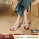 真美詩(shī)（Joy&peace）董璇同款夾心軟糖25夏新款羊絨鉆扣勃肯涼鞋女YVT26BL5【預售】 粉色 38