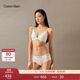 Calvin Klein內衣【明星同款摩登引力帶】女士ck無(wú)鋼圈軟支撐可拆墊三角杯文胸 100-月光白 S