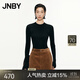 JNBY/江南布衣秋冬美麗諾羊毛針織衫女圓領(lǐng)撞色拼接毛衣5O0312880 095/黑褐色組合 M