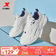 特步（XTEP）休閑鞋男新款老爹鞋軟底防滑耐磨運(yùn)動(dòng)鞋潮流男鞋百搭跑步鞋子增高 帆白/墨青藍(lán) 42