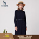 哈吉斯（HAZZYS）女裝 春秋款長(zhǎng)袖氣質(zhì)腰帶翻領(lǐng)女中長(zhǎng)款連衣裙AQWSC03AC22 藏青色NV L (165/88A 40)