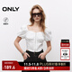 ONLY2025夏季新款甜美泡泡袖拉鏈短款收腰雪紡衫女|125241001 S12亮奶油白色 S