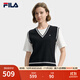 FILA 斐樂(lè )官方女子針織短袖衫2025秋新款時(shí)尚休閑舒適假兩件上衣 正黑色-BK L 170/88A/L