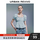 UR2025夏季新款女裝拼接蕾絲打攬設(shè)計短袖罩衫襯衫UYY250032 淡藍 (面料微透) XS