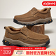 駱駝（CAMEL）男鞋新款韌磨砂牛皮止滑耐磨樂(lè )福套腳經(jīng)典休閑皮鞋男 G13A307157咖啡 40