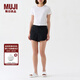 無(wú)印良品（MUJI）女式 短褲 褲子 休閑褲 夏天BE05CC3S 黑色 S (155/62A)
