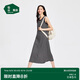 松山棉店二合一薄荷條紋女士帶杯背心裙無(wú)袖長(cháng)款顯瘦睡裙休閑寬松黑白條XL