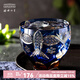 中國國家博物館（NATIONAL MUSEUM OF CHINA）手工玻璃杯雕花杯子復古酒杯家用冷水杯禮盒古風國潮生日禮物 海晏河清手工玻璃杯藍色 270ml 1只
