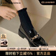 CAMILA KSENIA樂(lè )福鞋女2025秋季新款時(shí)尚厚底一腳蹬設計英倫風(fēng)小皮鞋休閑單鞋子 黑色 36