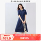 佐丹奴翻領(lǐng)裙子女純棉府綢壓褶娃娃領(lǐng)綁帶蛋糕連衣裙13465334